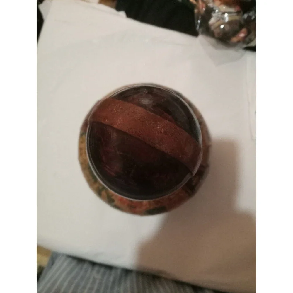 Vintage Decanter Made in Italy Leather Wrapped World Map Glass Bottle